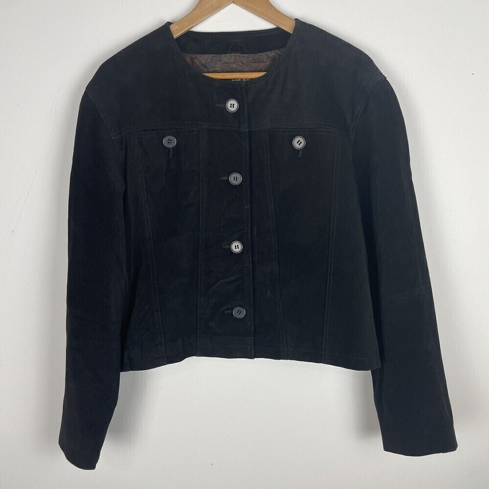 Mark Alan Black Button Up Short 100%‎ Leather Jacket size L​​​​​​